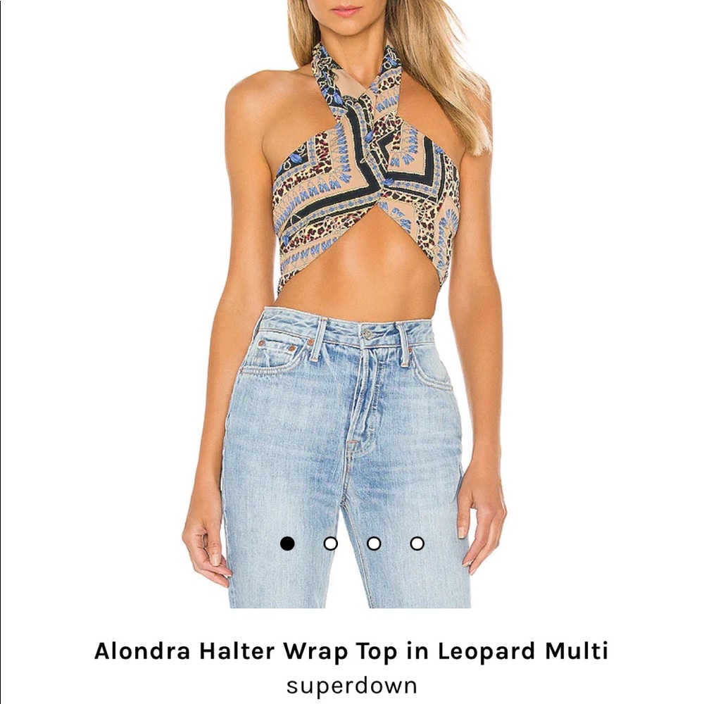 superdown Alondra Halter Wrap Top in Leopard Multi